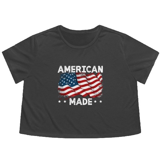 Patriotic America USA Flag 4th Of July American Flowy Cropped Tees