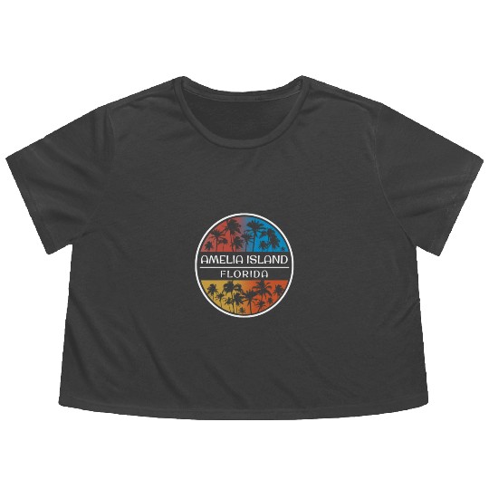Amelia Beach Florida Stylish Vacation Souvenir Flowy Cropped Tees