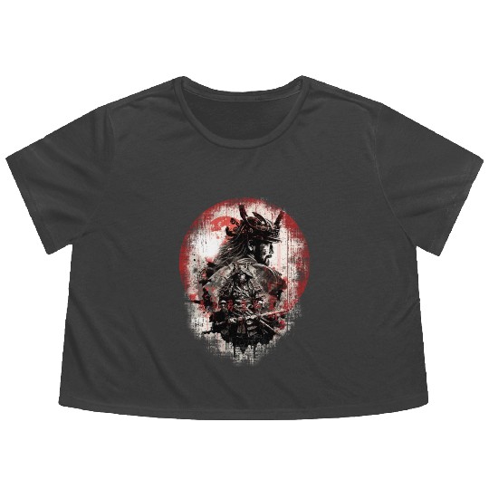 Japanese Samurai Honor Flowy Cropped Tees
