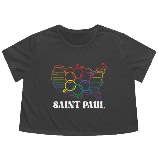 Saint Paul Pride Month Pride Flag LGBT Community L Flowy Cropped Tees