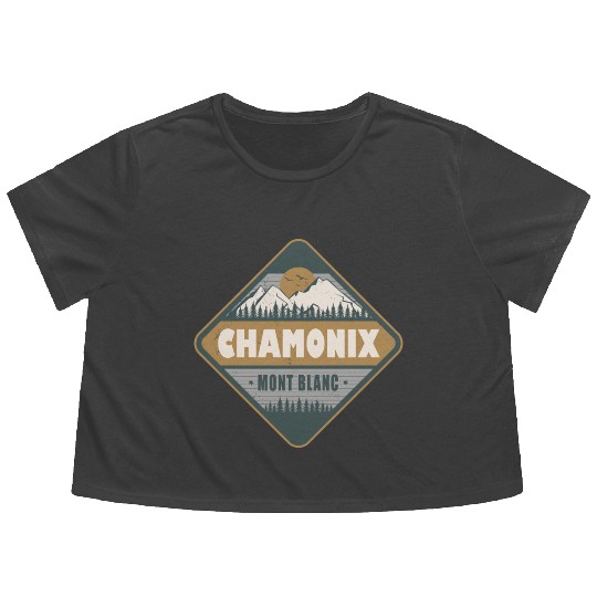 Chamonix Mont Blanc France Vintage Hiking Design Flowy Cropped Tees