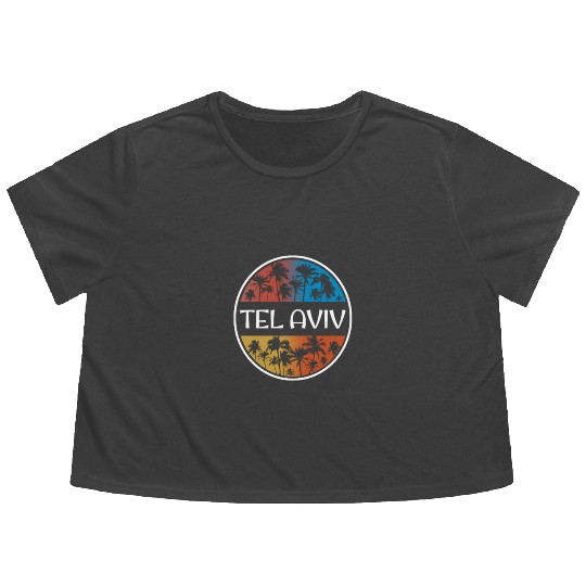 Tel Aviv Israel Stylish Vacation Souvenir Palm Flowy Cropped Tees