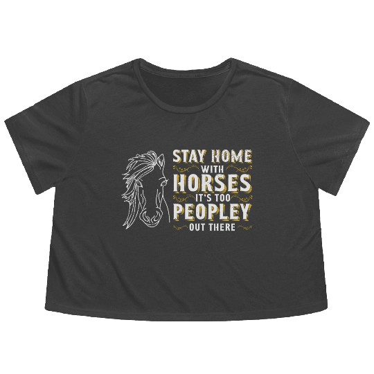 Horse Riding Equestrian Horses Lover Pony Design Flowy Cropped Tees