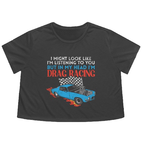 Drag Racer Car Racing Sports Car Drifting Flowy Cropped Tees