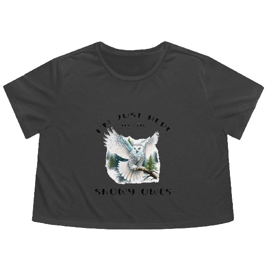 I'm Just Here for the Snow Owls - Birdwatching Flowy Cropped Tees