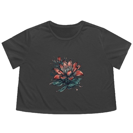 Japanese Spider Lily Soft Anime Aesthetic Flower Flowy Cropped Tees