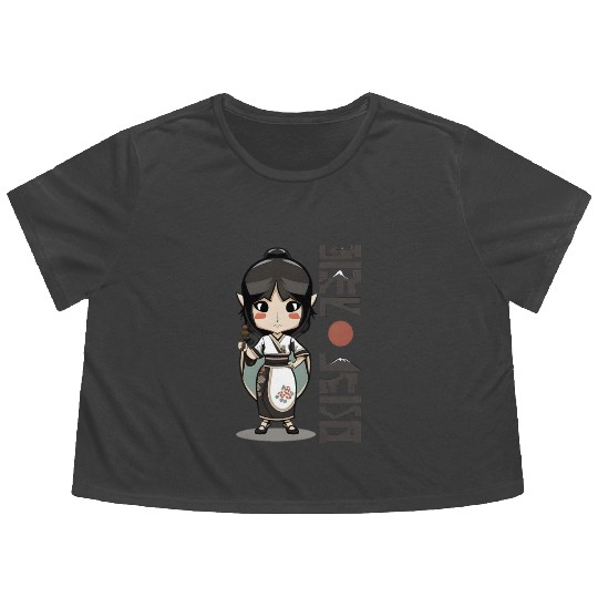 Japan Shirei Yurei Ghost Woman Flowy Cropped Tees
