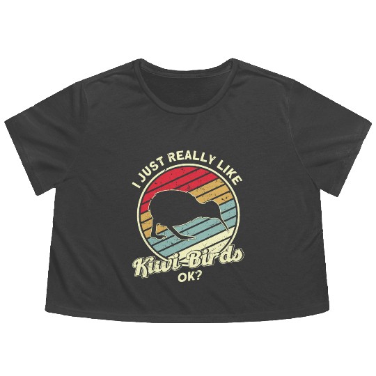 Bird Lover Endangered Species Kiwi Bird Flowy Cropped Tees