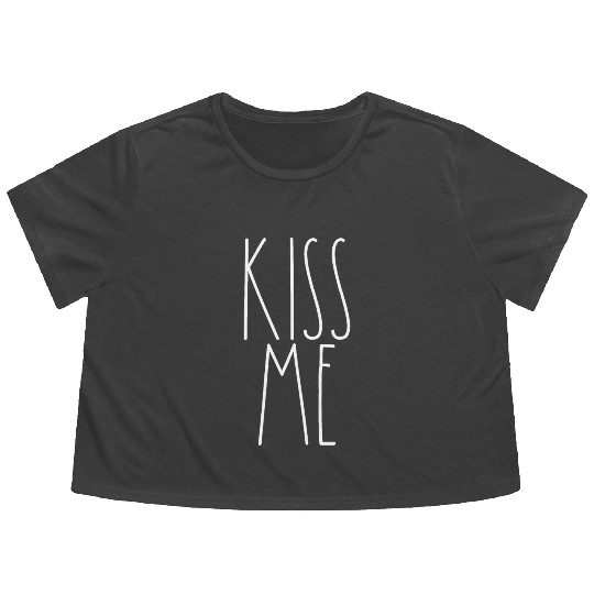 Kiss Me White Rae Dunn Inspired Minimalist Decor Flowy Cropped Tees