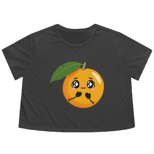 Cute Orange - Funny Fruits Design Flowy Cropped Tees