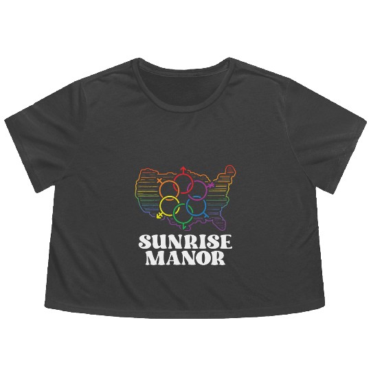 Sunrise Manor Pride Flag Pride Month LGBTQ Flag Flowy Cropped Tees