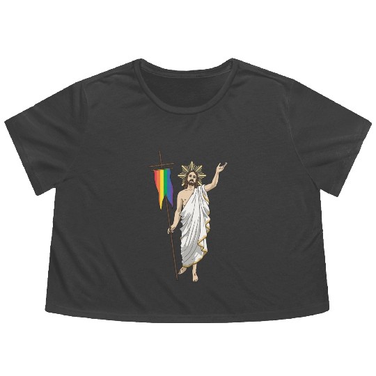 LGBT Jesus Equal Rainbow Christian Flowy Cropped Tees