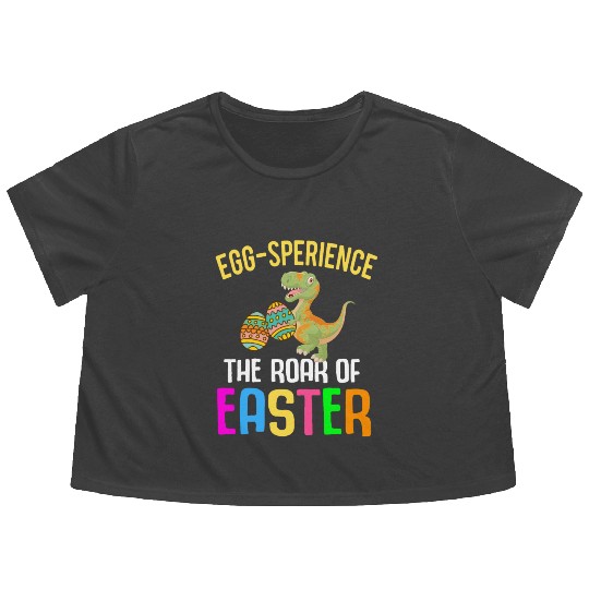 Easter T-rex Dinosaur Rabbit Easter Bunny Holiday Flowy Cropped Tees