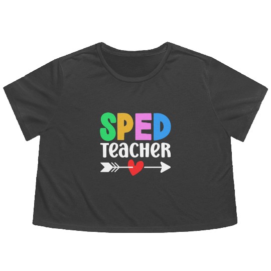 Sped Teacher Special Education Cute Awareness Flowy Cropped Tees