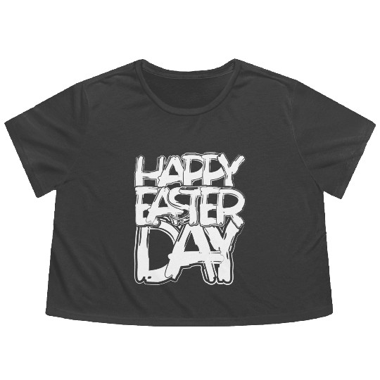 Happy Easter Day White Flowy Cropped Tees