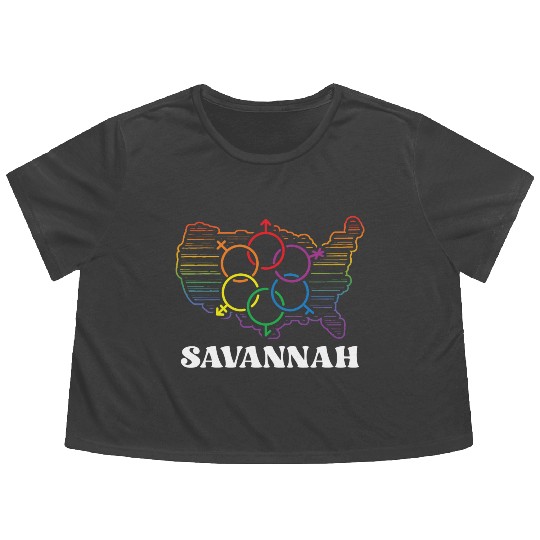 Savannah Pride Flag Pride Month LGBTQ Flag LGBT Co Flowy Cropped Tees