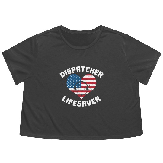 Dispatcher Us Flag Flowy Cropped Tees