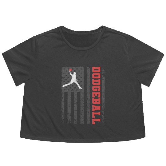 American Flag Dodgeball Player Coach Team Sports Flowy Cropped Tees