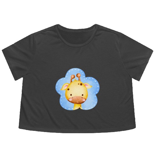Baby Giraffe Flowy Cropped Tees