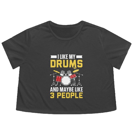 Drummer Musical Instrument Musician Drum Player Flowy Cropped Tees