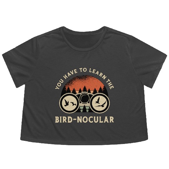 Bird Watching The Bird Nocular Retro Bird Watcher Flowy Cropped Tees