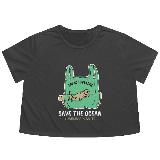 Save The Ocean Seal Save The Earth Environment Flowy Cropped Tees