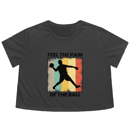 Dodgeball Player Coach Team Sports Vintage Retro Flowy Cropped Tees