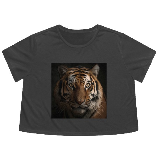 Roaring Majesty: A Stunning Tiger Portrait Flowy Cropped Tees