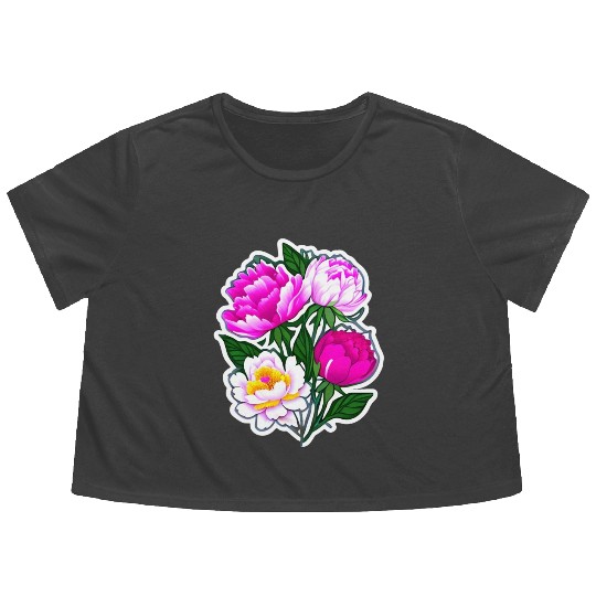 Peony Flower Art Flowy Cropped Tees