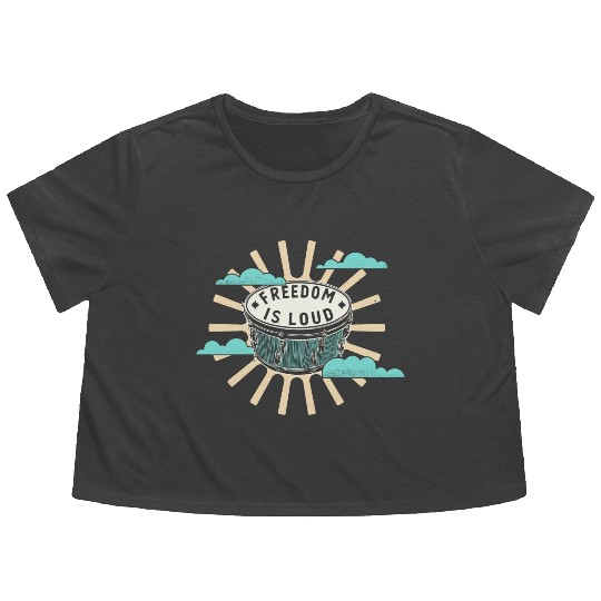 Bongo Drum Freedom Is Loud Music Lover Flowy Cropped Tees