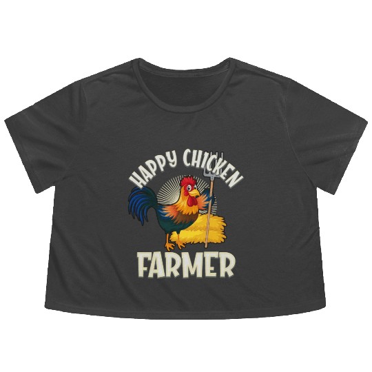 Happy Chicken Farmer Flowy Cropped Tees
