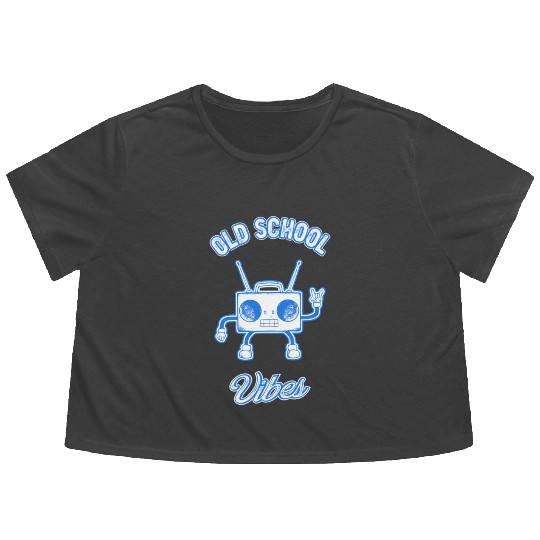 Old School Vibes Retro Beat Box Music Flowy Cropped Tees