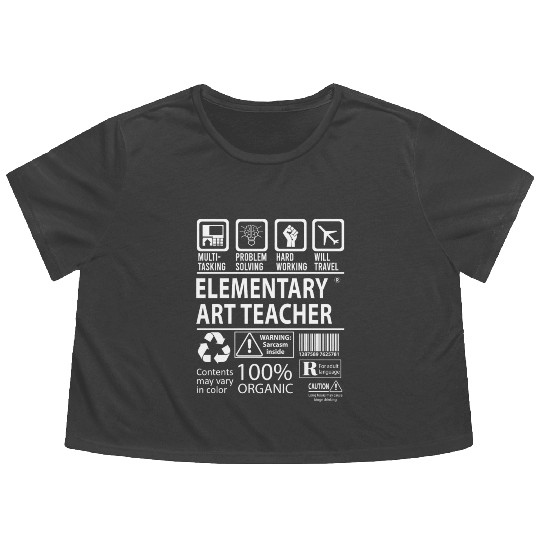 Elementary Art Teacher Flowy Cropped Tees - Multitasking Job