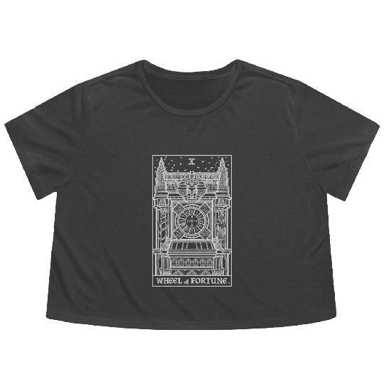 Wheel of Fortune Tarot Card Shadow Edition Flowy Cropped Tees