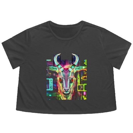 Neon Baphomet Flowy Cropped Tees