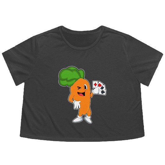 Carrot At Poker With Poker Cards Flowy Cropped Tees