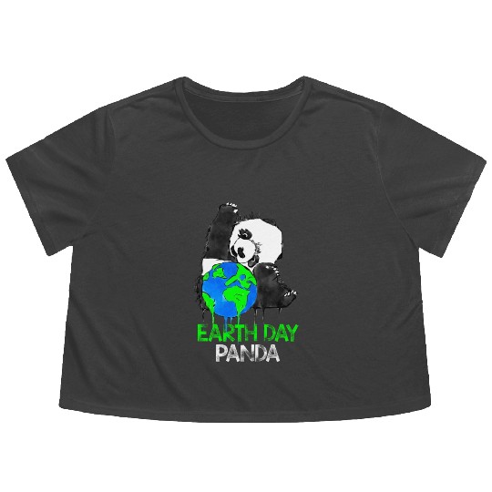 Earth Day Panda Flowy Cropped Tees