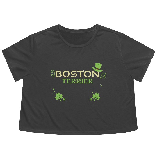 Boston Terrier - St. Patrick's Day Flowy Cropped Tees