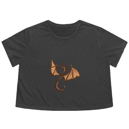 A brown and black dragon with a long tail Flowy Cropped Tees