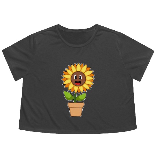 Plant Pot Sunflower Flower Flowy Cropped Tees