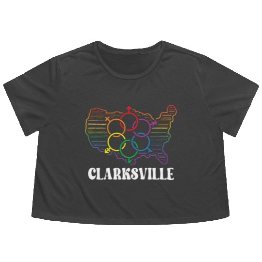 Clarksville Pride Month Pride Flag LGBT Community Flowy Cropped Tees