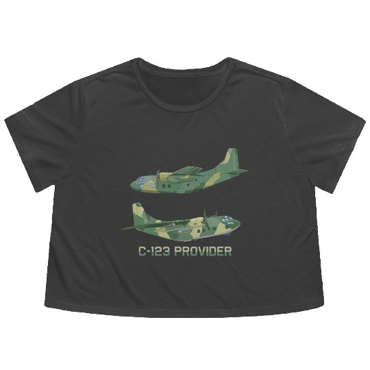 C 123 Provider American Military Transport Aircraf Flowy Cropped Tees