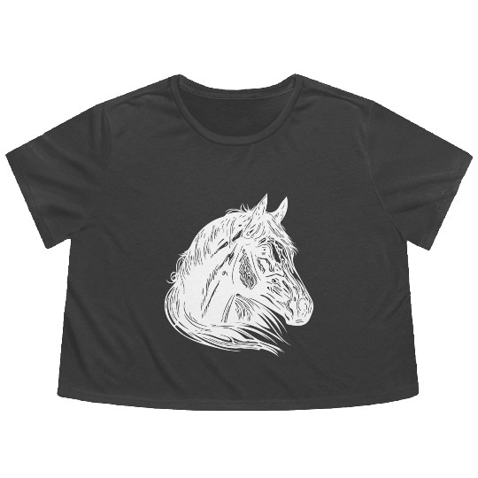 Mares Horse Portrait With Beautiful Mane Flowy Cropped Tees