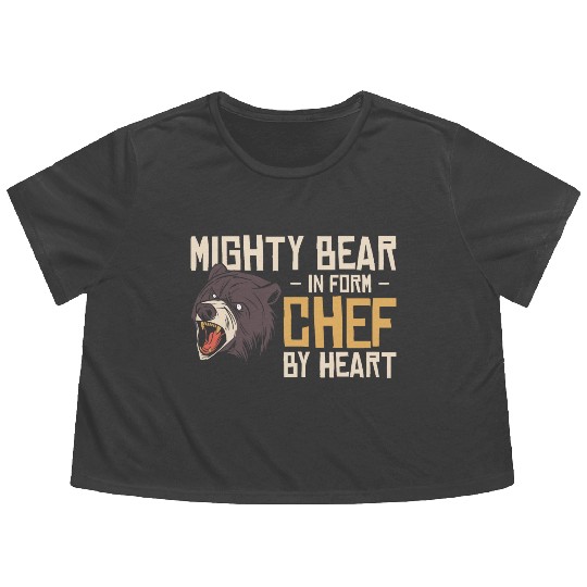 Chef Beast Animal Lover Bear Cooking Meals Flowy Cropped Tees
