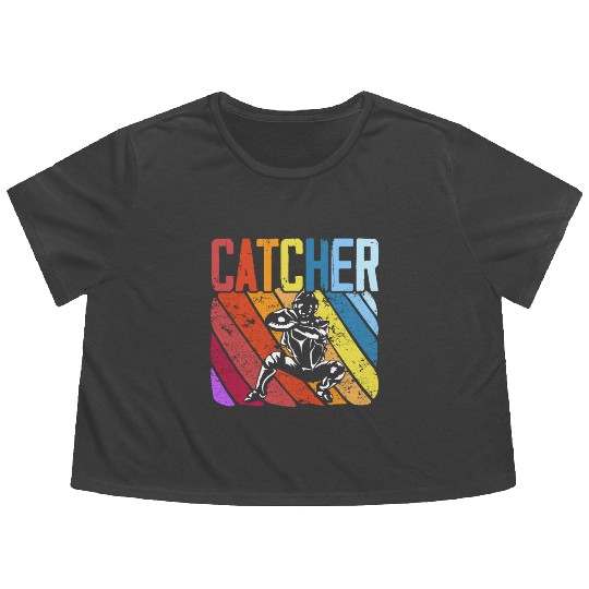 Baseball Lover Baseball Player Baseball Catcher Flowy Cropped Tees