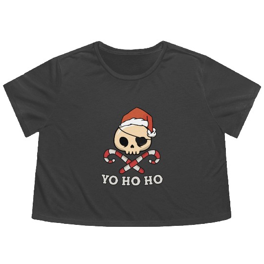 Santa Pirate Funny Christmas - Yo Ho Ho, Pirate Flowy Cropped Tees