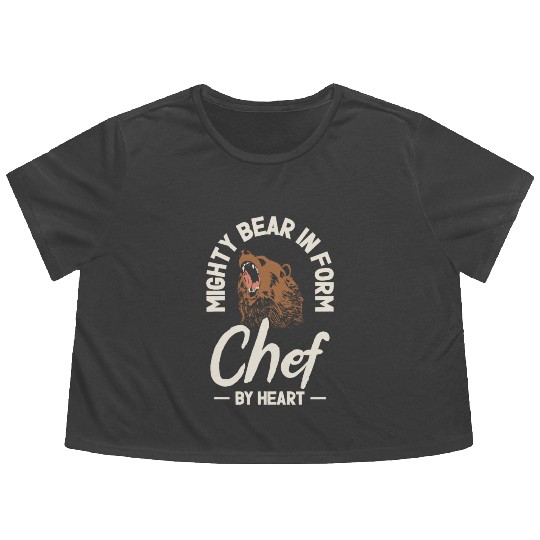 Chef Beast Animal Lover Bear Cooking Flowy Cropped Tees