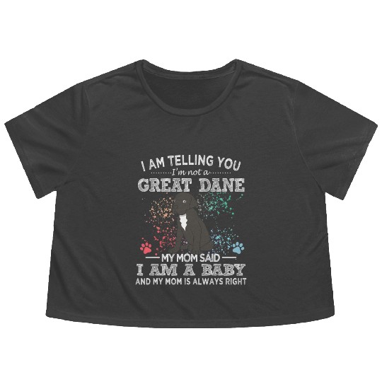 Black Great Dane Mom Puppy Baby Dog Mothers Day Flowy Cropped Tees