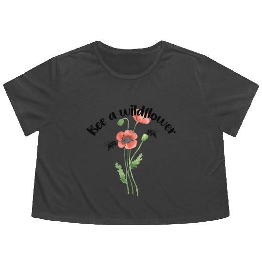 Bee a wildflower, poppies Flowy Cropped Tees