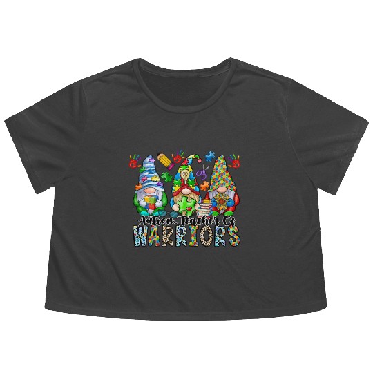 Autism Teacher Of Warriors Flowy Cropped Tees